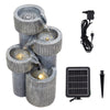 Stone Effect Fountain Solar Power LED Light Patio Water Feature Statues Outdoor