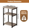 Sofa Side Table 3-Tier End Table Bedside Table with Metal Frame Nightstand