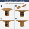 Extendable Dining Table, 118(158)×118x77cm Round/Oval Kitchen Table with Storage