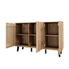 Sideboard Storage Cabinet with Hybrid Doors & Shelves, 150x40x95cm, Wood Grain