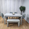 Wooden Grey Dining Table Set with Bench and 4 Grey Chairs Kitchen Room Furniture