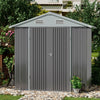 6ft x 4ft Garden Storage Shed Galvanised Metal Steel Sheds w/ 2 Door Ventilation