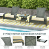 3Pcs Wicker Adirondack Set Ergonomic Oversized Rattan Chairs w/Table