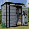 6X4FT Plastic Garden Shed Pent with Floor Window Lockable Door Wood Grain Grey