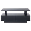 Coffee Table with Storage Rectangle LED Modern Wooden Rectangle Tea Table Black