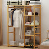 Bamboo Garment Rack Large Clothes Rail Rack with Shelves Wardrobe for Guest Room