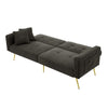 FABRIC SOFA BED LOVE SEAT SOFA SETTEE COUCH WITH GOLD METAL LEGS & CUSHIONS GREY