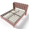 Velvet Upholstered Double Bed Frame with USB-C Charging, Pink 135x190cm 4ft6