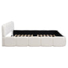 Upholstered Double Bed 4ft6 with Velvet Headboard and Sturdy Wooden Slats, Beige