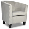 Tub Arm Chair Velvet Grey Luxury Statement Rivet Comfy Accent Armchair