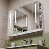 Double Door LED Bathroom Mirror Cabinet Cupboard With Side Shelves Wall Mounted