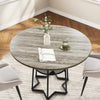 38.6" Round Dining Table 4 w/Storage Shelf Farmhouse Kitchen Table Metal Base