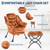 Comfy Lazy Chair with Footstool Relax Lounge Chair Accent Armchair Sofa Chair