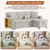 Corner Sofa Bed 3 Seater Sofa with Storage & Bed Function for Small Space, Beige