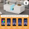 High Gloss White Coffee Table With Storage 2 Drawer RGB LED Wooden Living Room