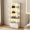 Display Cabinets with Glass Doors & RGB Lights,4 Tier Curio & Bookcase Storage