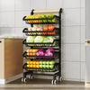 5 Tier Kitchen Trolley with Lockable Wheels, Vegetable Storage Rack on Wheels