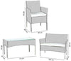 Garden Rattan Furniture 4 Piece Set Table Chairs Sofa Wicker Outdoor Patio Set