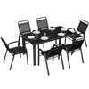 7 Pcs Outdoor Dining Set with Umbrella Hole, Garden Table and Chairs Set for 6