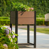 Elevated Raised Garden Bed with Storage Shelf Wood Look Planter Garden Pot Boxes