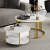 Set of 2 Nesting Coffee Tables Round Stacking Sofa Side Tables for Living Room