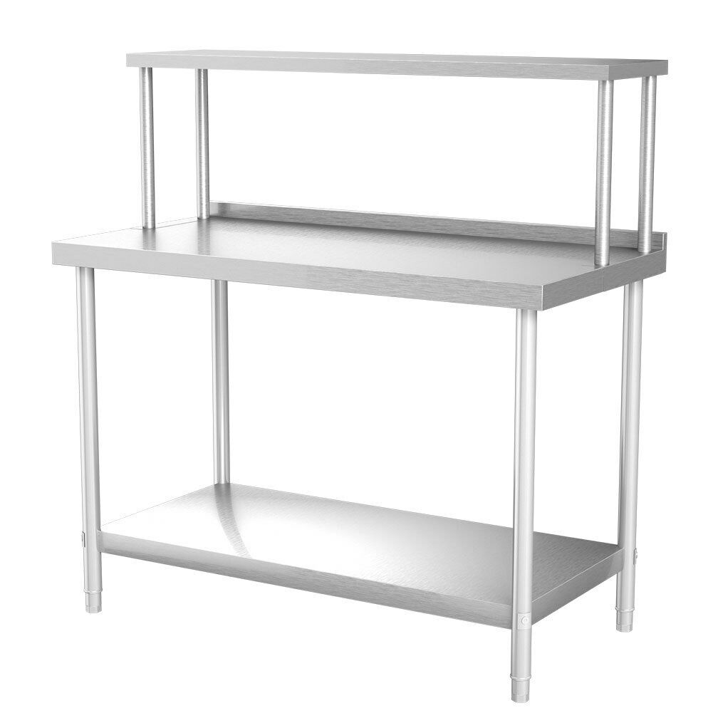 Stainless Steel Kitchen Commercial Prep Table Overshelf Catering Worktop Bench