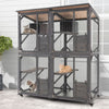 182 cm Tall Large Wooden Cat House Outdoor Catio Kitten Enclosure-Grey
