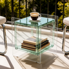 Acrylic Side Table Acrylic End Table Decorative Bathroom Bedroom with Sleek Edge