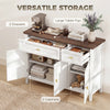Sideboard with Thick Top, Cabinet, 2 Drawers and Adjustable Shelves, White