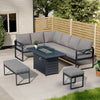 Patio Furniture Set with Fire Pit Table Sectional Sofa Set, Alu Conversation Set