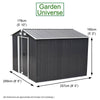 Garden Shed Metal Storage Grey Garden Universe 8ft x 8ft Inc Base Frame GS8-8AN