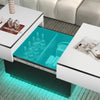 LED Extendable Coffee Table Wooden 2 Hidden Storage Modern Living Room Hzxoerrrx