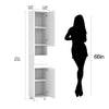 White Slimline Bathroom Tallboy Free Standing Cabinet Tall Storage Zqntiypk