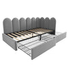 Plush Velvet Upholstered Daybed 3ft Single Sofa Bed with Storage Drawers, Grey