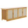 Sittable Shoe Cabinet Storage Cupboard Footwear Stand Rack Wooden 4 Rattan Doors