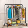 Heavy Duty Metal Double Rail Clothes Garment Hanging Rack Shelf Display Stand Yn