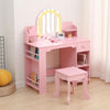 Kids Vanity Set with LED Mirror,Makeup Desk with 1 Drawers &,2 Open Shelves