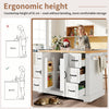 Mobile Kitchen Island Cart w/ Drawers, Adjustable Worktop, Storage Cabinet White