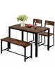 Industrial Space Saving Dining Table and 2 Chiars Bench Set Kitchen Dining Set