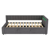 Daybed 3ft Sofa Bed w/ Trundle, RGB LED Lights & Charging Station, Velvet, Grey