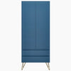 Wooden 2 Door Wardrobe with 2 Drawer Compact Wardrobe Bedroom Storage Furniture