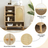 Shoe Storage Cabinet With Rattan Doors 4-Tier Shoe Rack for Entryway Hallway