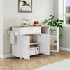 Kitchen Island Rolling Storage Trolley w/ Drop Leaf, Drawer & Spice Racks, White