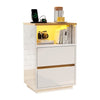 2 Drawers LED Bedside Table With Charging Socket Nightstand Bedside Cabinet UK