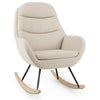 Upholstered Rocking Chair Nursery Glider Rocker w/Padded Backrest-Beige