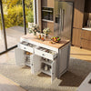 Extendable Kitchen Island on Wheels Rolling Storage Trolley w/ 2 Drawers 4 Doors