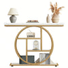 105cm Industrial Console Table, 4-Tier Narrow Entryway Sofa Table w/ Circle