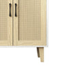 Wooden Storage Cabinet with Rattan Decorating Buffet Sideboard Accent Cabinet