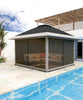 12x12FT Gazebo Heavy Duty Double Roof Patio Gazebo with Netting Curtain Canopy