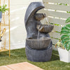 Solar Water Feature Indoor Outdoor Polyresin Garden Fountain w/ LED Lights Decor